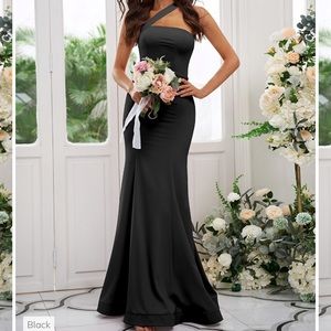 Black one shoulder strap dress